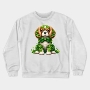 Clover Cavalier King Charles Spaniel Dog St Patricks Day Crewneck Sweatshirt